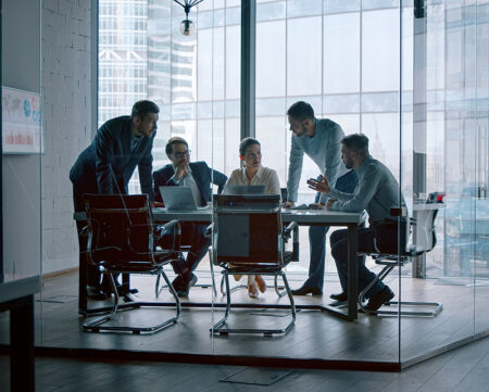 High growth team meeting in tech sector